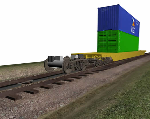 Angle View of Rail cars and Containers